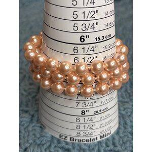 Richelieu 3 Strand Plastic Faux Pearl Beaded Bracelet Goldtone Shells 7.25 inch